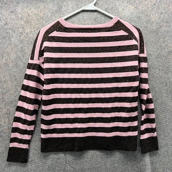 Rag & bone Sweatshirt Womens XS Black Pink Metallic Striped Pullover Knit Wool - Picture 2 of 10